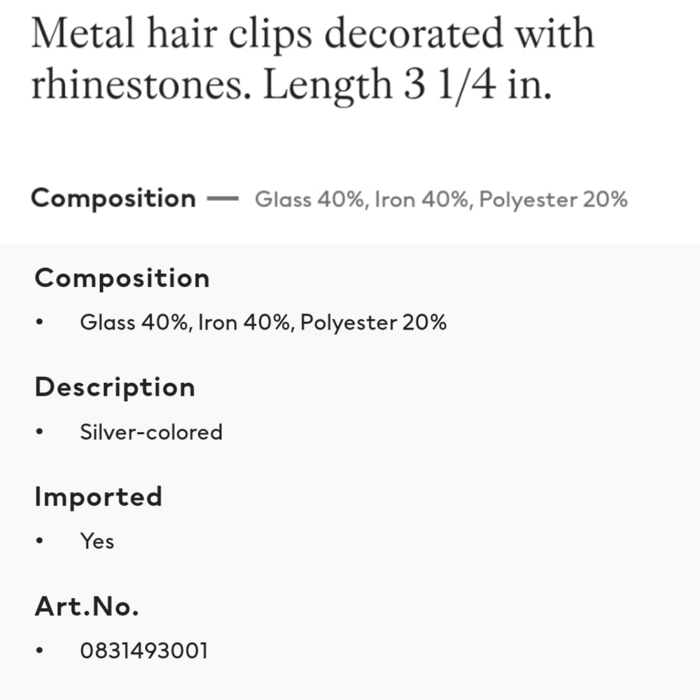 H&M crystal barrettes set - Picture 3 of 3